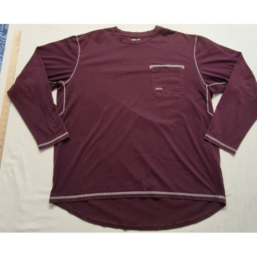 Ariat Rebar Workmen maroon pullover shirt XL pocket long sleeves outdoors